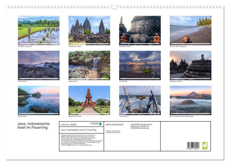 Produktbild: Java, Indonesische Insel im Feuerring (Wandkalender 2026 DIN A2 quer), CALVENDO Monatskalender