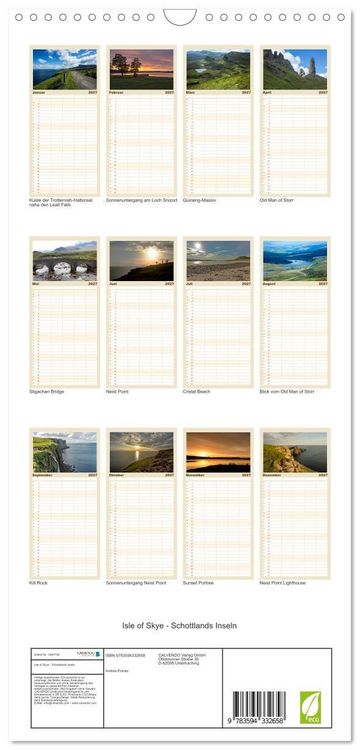 Produktbild: Familienplaner 2027 - Isle of Skye - Schottlands Inseln mit 5 Spalten (Wandkalender, 21 x 45 cm) CALVENDO