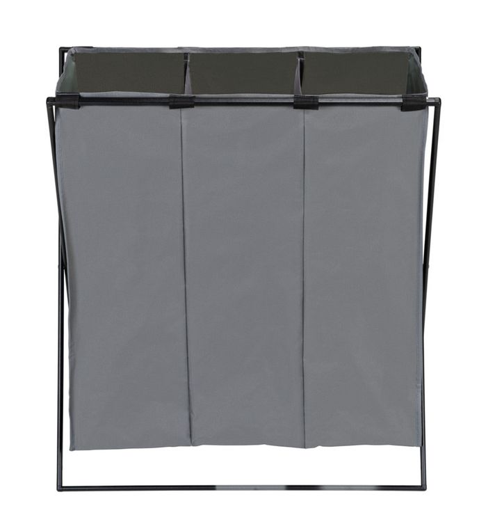 Produktbild: W&auml;schesammler Mod. Trio XL Grau, mit drei F&auml;chern