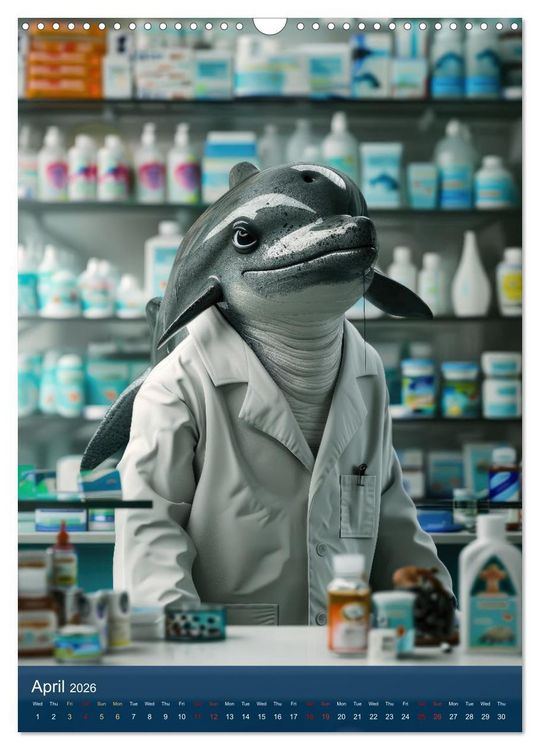Produktbild: Funny animals in a pharmacist outfit (Wall Calendar 2026 DIN A3 portrait), CALVENDO 12 Month Wall Calendar