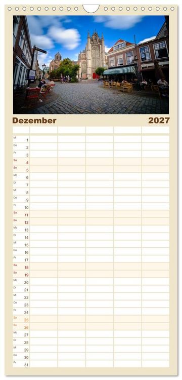 Produktbild: Familienplaner 2027 - Ein Blick auf Leiden mit 5 Spalten (Wandkalender, 21 x 45 cm) CALVENDO