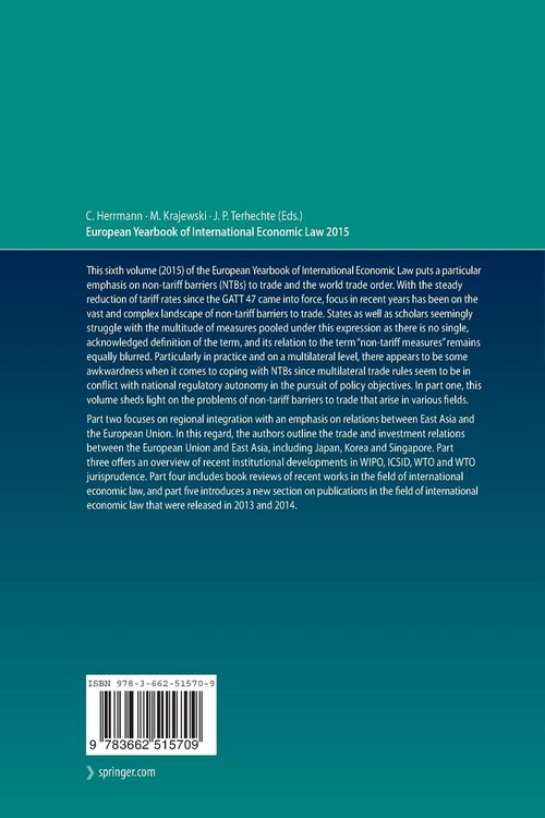 Produktbild: European Yearbook of International Economic Law 2015