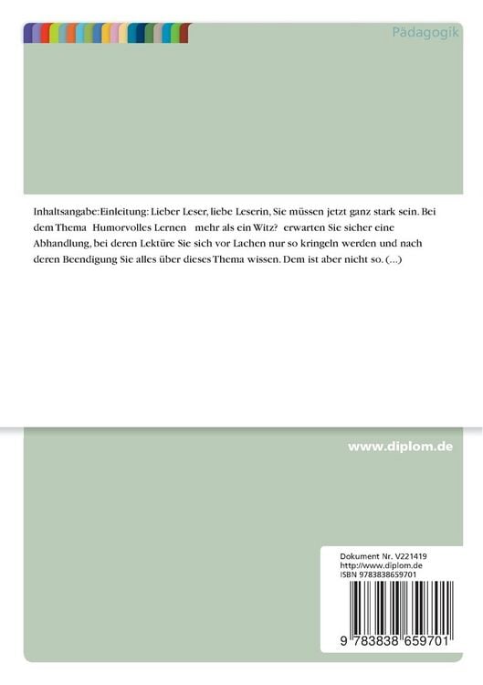 Produktbild: Humorvolles Lernen - mehr als ein Witz?