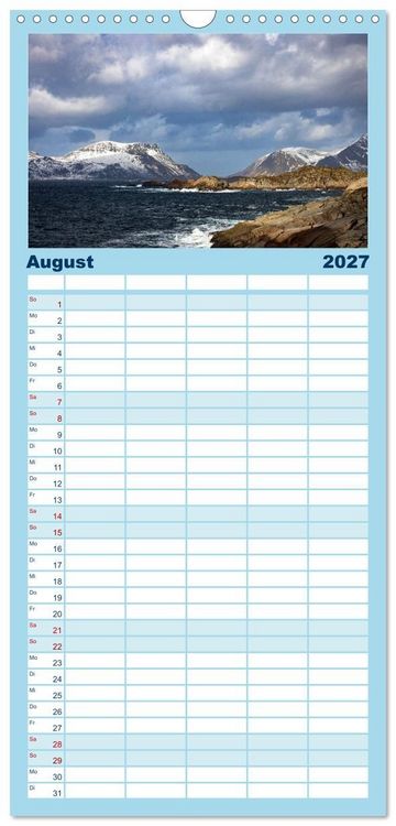 Produktbild: Familienplaner 2027 - Licht des Nordens - LOFOTEN mit 5 Spalten (Wandkalender, 21 x 45 cm) CALVENDO