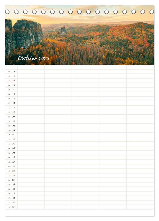 Produktbild: Familienkalender - S&auml;chsische und B&ouml;hmische Schweiz (Tischkalender 2027 DIN A5 hoch), CALVENDO Monatskalender