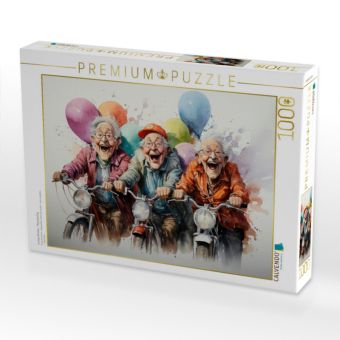Produktbild: CALVENDO Puzzle Lustige Rentner - Mopedasflug | 1000 Teile Lege-Gr&ouml;&szlig;e 64x48cm Foto-Puzzle f&uuml;r gl&uuml;ckliche Stunden