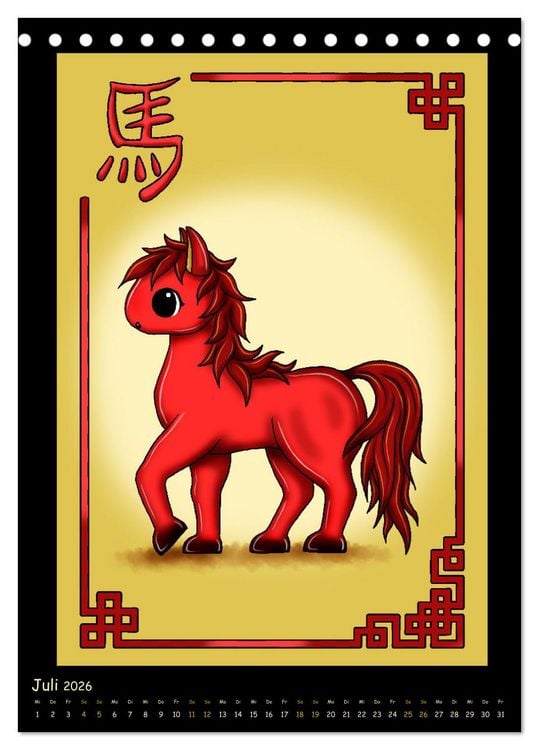 Produktbild: niedliche Tierkreiszeichen im chinesischem Stil (Tischkalender 2026 DIN A5 hoch), CALVENDO Monatskalender