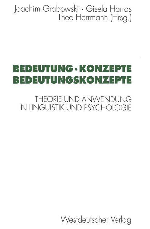 Produktbild: Bedeutung &middot; Konzepte Bedeutungskonzepte