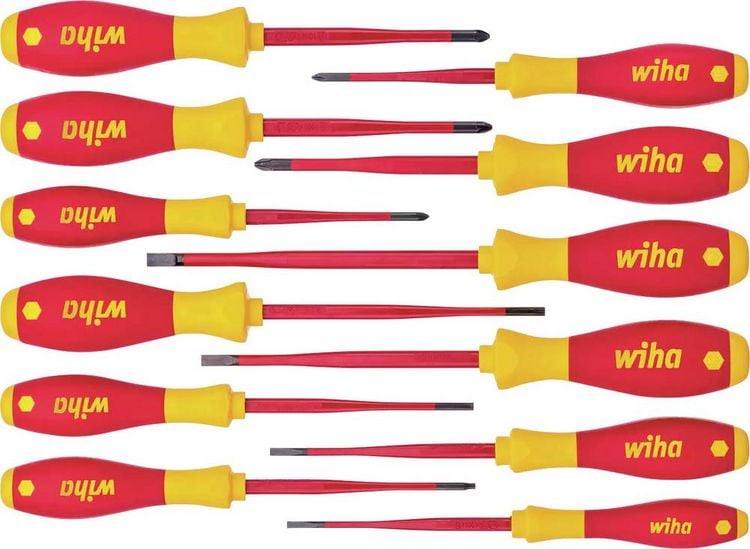 Produktbild: Wiha VDE Schraubendreher-Set 12teilig Schlitz, Kreuzschlitz Pozidriv, Kreuzschlitz Phillips, Plus/Minus, Innen-TORX