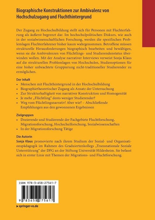 Produktbild: Biographische Konstruktionen zur Ambivalenz von Hochschulzugang und Fluchthintergrund