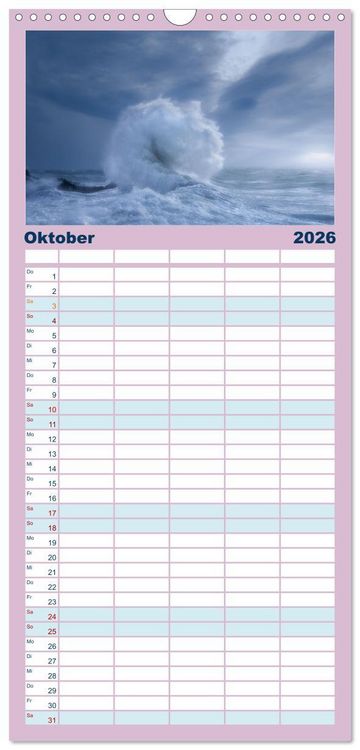 Produktbild: Familienplaner 2026 - Wellen Konzert mit 5 Spalten (Wandkalender, 21 x 45 cm) CALVENDO