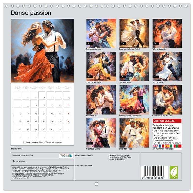 Produktbild: Danse passion (Calendrier mural carr&eacute; 2026 30x30 cm) Calendrier double avec une page pour vos prises de notes