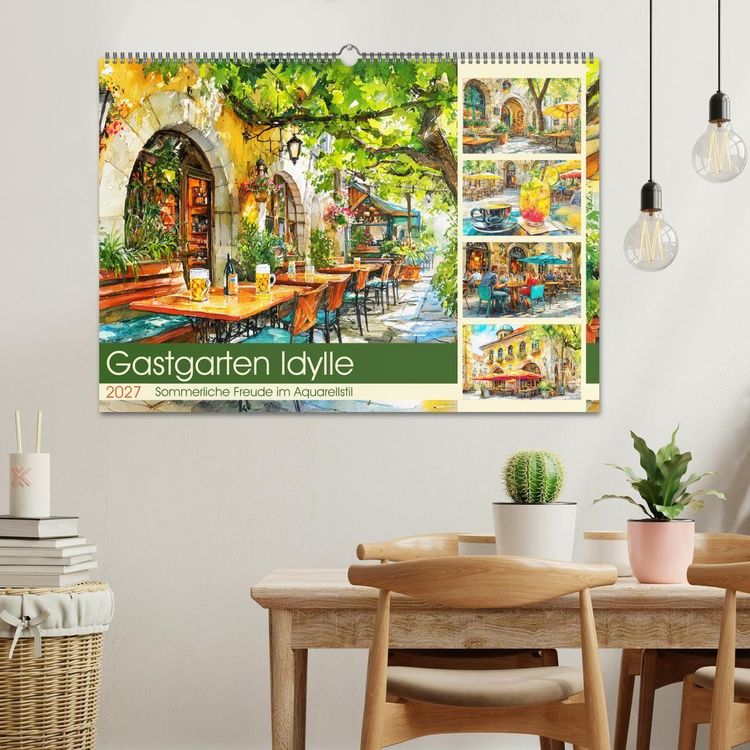 Produktbild: Gastgarten Idylle. Sommerliche Freude im Aquarellstil (Wandkalender 2027 DIN A2 quer), CALVENDO Monatskalender