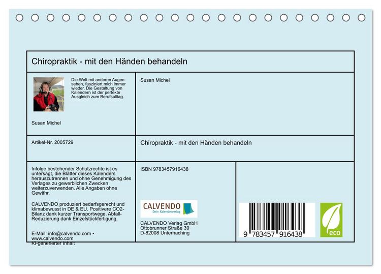 Produktbild: Chiropraktik - mit den H&auml;nden behandeln (Tischkalender 2026 DIN A5 quer), CALVENDO Monatskalender