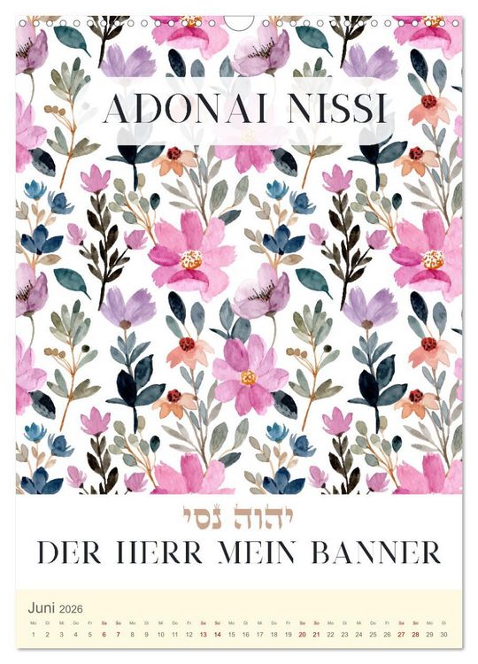 Produktbild: Hebr&auml;ische Namen Gottes aus der Torah (Wandkalender 2026 DIN A3 hoch), CALVENDO Monatskalender