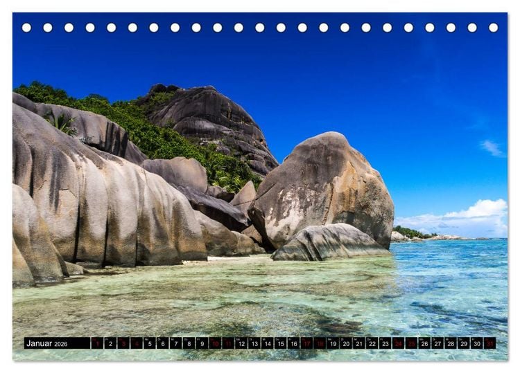 Produktbild: Trauminseln Seychellen (Tischkalender 2026 DIN A5 quer), CALVENDO Monatskalender