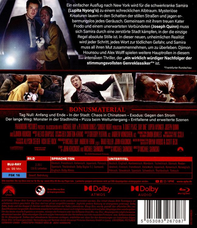 Produktbild: A Quiet Place: Tag Eins (Blu-ray)