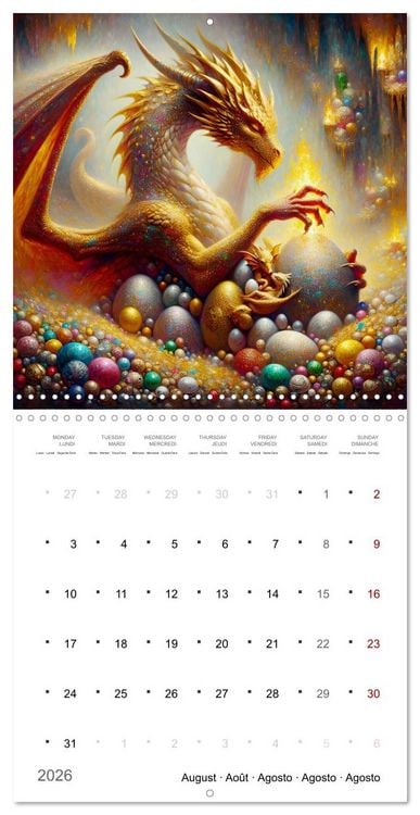 Produktbild: Moments d'amours de dragons (Calendrier mural carr&eacute; 2026 30x30 cm) Calendrier double avec une page pour vos prises de notes