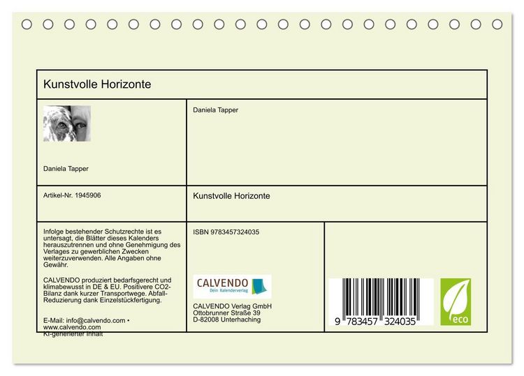 Produktbild: Kunstvolle Horizonte (Tischkalender 2026 DIN A5 quer), CALVENDO Monatskalender