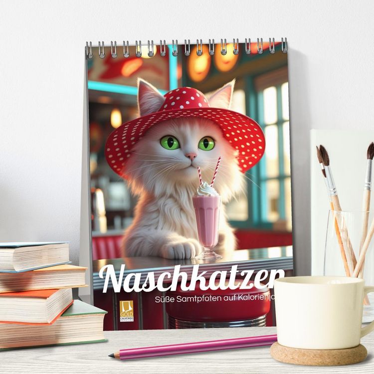 Produktbild: Naschkatzen &ndash; S&uuml;&szlig;e Samtpfoten auf Kalorienjagd (Tischkalender 2027 DIN A5 hoch), CALVENDO Monatskalender