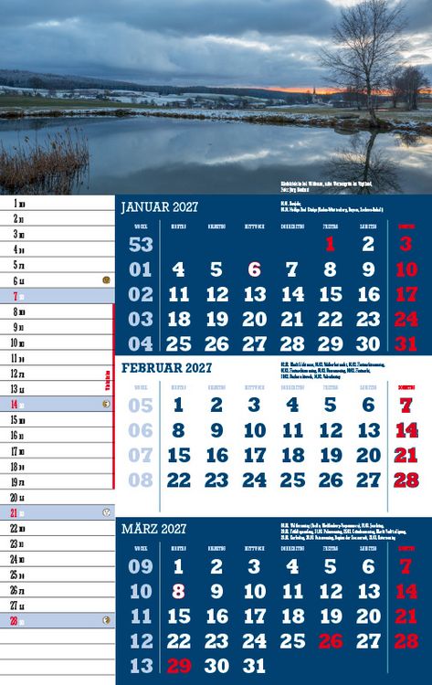 Produktbild: Drei-Monatskalender Sachsen 2027