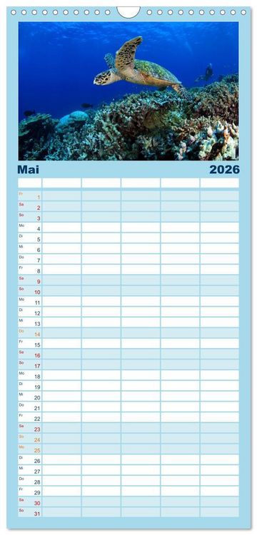Produktbild: Familienplaner 2026 - Faszination Tauchen - Neptuns Reich mit 5 Spalten (Wandkalender, 21 x 45 cm) CALVENDO