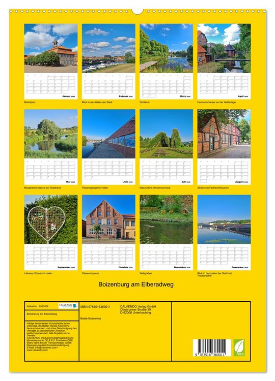 Produktbild: Boizenburg am Elberadweg (hochwertiger Premium Wandkalender 2026 DIN A2 hoch), Kunstdruck in Hochglanz