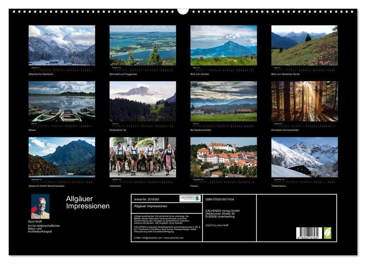 Produktbild: Allg&auml;uer Impressionen (Wandkalender 2026 DIN A2 quer), CALVENDO Monatskalender