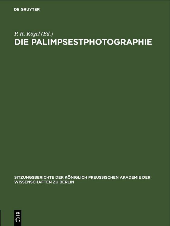 Produktbild: Die Palimpsestphotographie