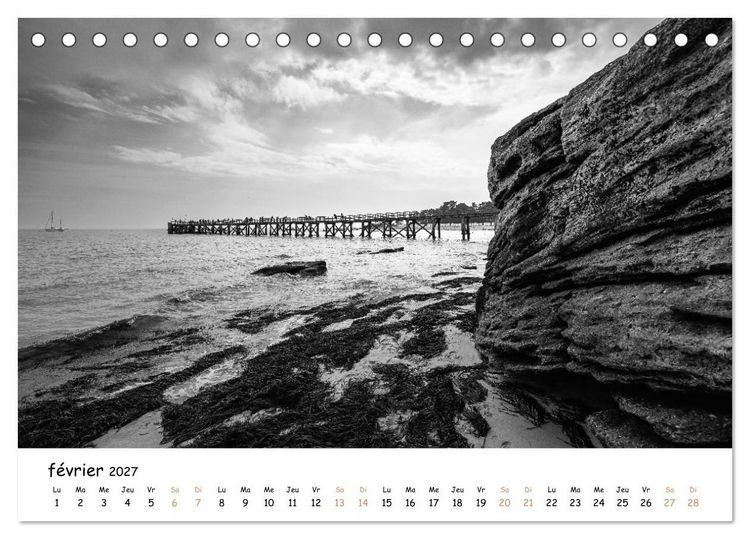 Produktbild: Terres de contraste &ndash; Une ann&eacute;e en monochrome (Calendrier de bureau 2027 DIN A5 vertical), CALVENDO calendrier mensuel