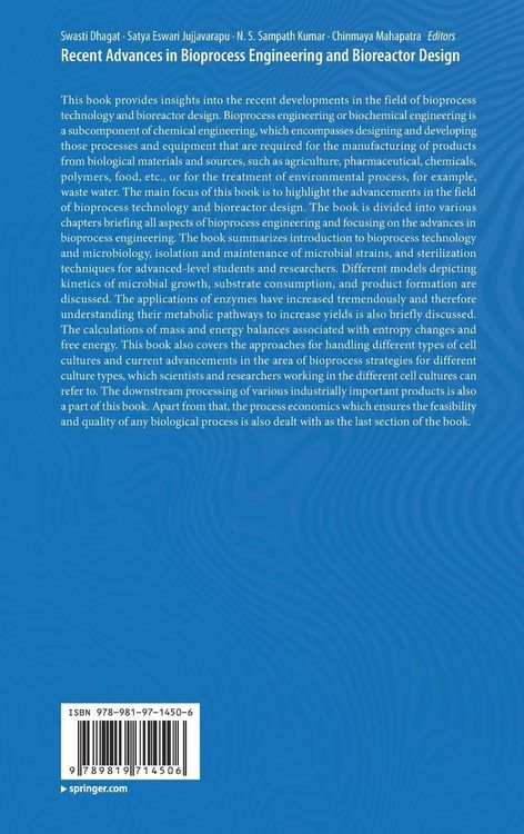 Produktbild: Recent Advances in Bioprocess Engineering and Bioreactor Design