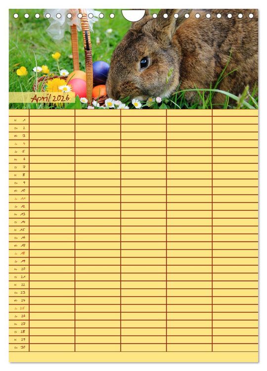 Produktbild: Tierischer Familienplaner (Wandkalender 2026 DIN A4 hoch), CALVENDO Monatskalender