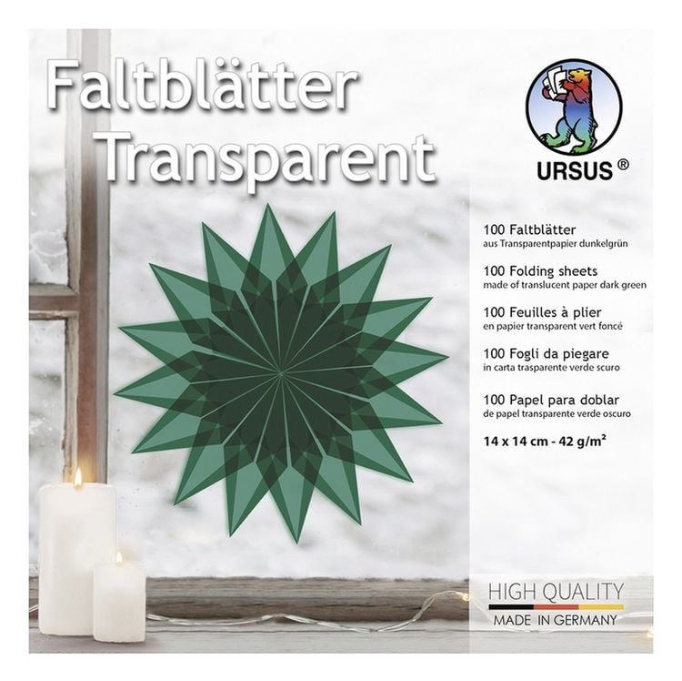 Produktbild: URSUS Faltbl&auml;tter Faltbl&auml;tter Transparentpapier, 14 x 14 cm, dunkelgr&uuml;n, 100 Blatt