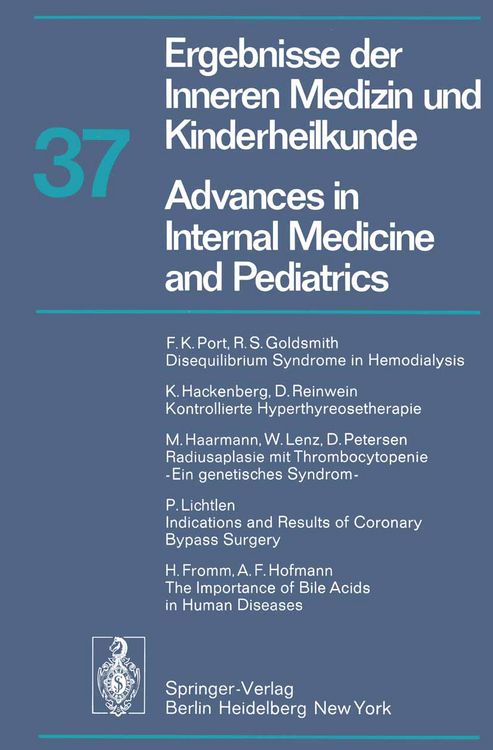 Produktbild: Ergebnisse der Inneren Medizin und Kinderheilkunde / Advances in Internal Medicine and Pediatrics