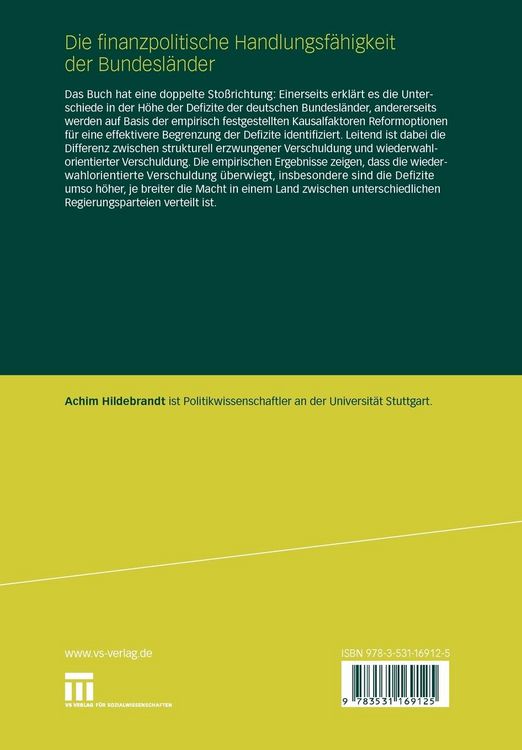 Produktbild: Die finanzpolitische Handlungsf&auml;higkeit der Bundesl&auml;nder