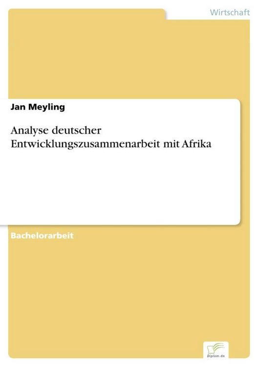 Produktbild: Analyse deutscher Entwicklungszusammenarbeit mit Afrika