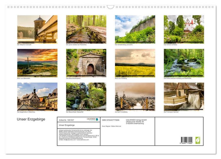 Produktbild: Unser Erzgebirge (Wandkalender 2026 DIN A2 quer), CALVENDO Monatskalender