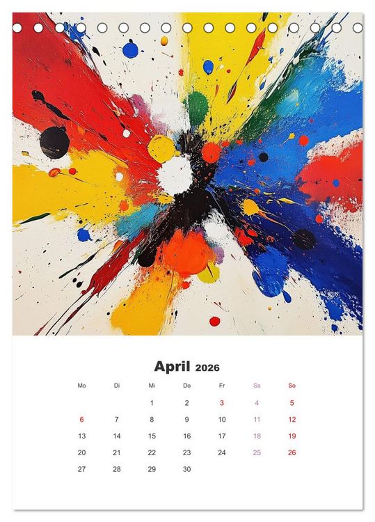 Produktbild: Abstrakte KI-Kunstwerke - Farbenfrohe Kunstmomente f&uuml;r das ganze Jahr (Tischkalender 2026 DIN A5 hoch), CALVENDO Monatskalender