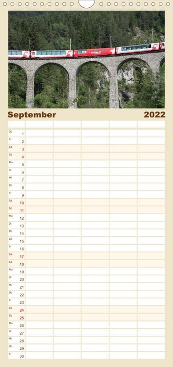 Produktbild: Schweizer Eisenbahn - Familienplaner hoch (Wandkalender 2022 , 21 cm x 45 cm, hoch)