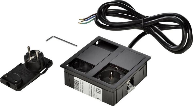 Produktbild: Kopp 939634017 Einbau-Steckdosenleiste 2fach Schwarz 1St.