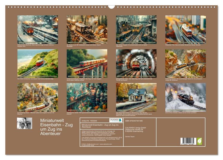 Produktbild: Miniaturwelt Eisenbahn - Zug um Zug ins Abenteuer (Wandkalender 2026 DIN A2 quer), CALVENDO Monatskalender