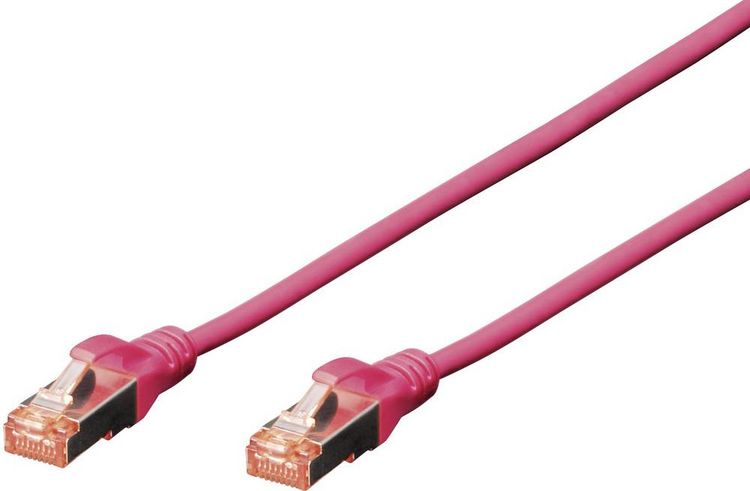Produktbild: Digitus DK-1644-020/MG RJ45 Patchkabel CAT 6 S/FTP 2.00 m Magenta Halogenfrei, verdrillte Paare 1 St.