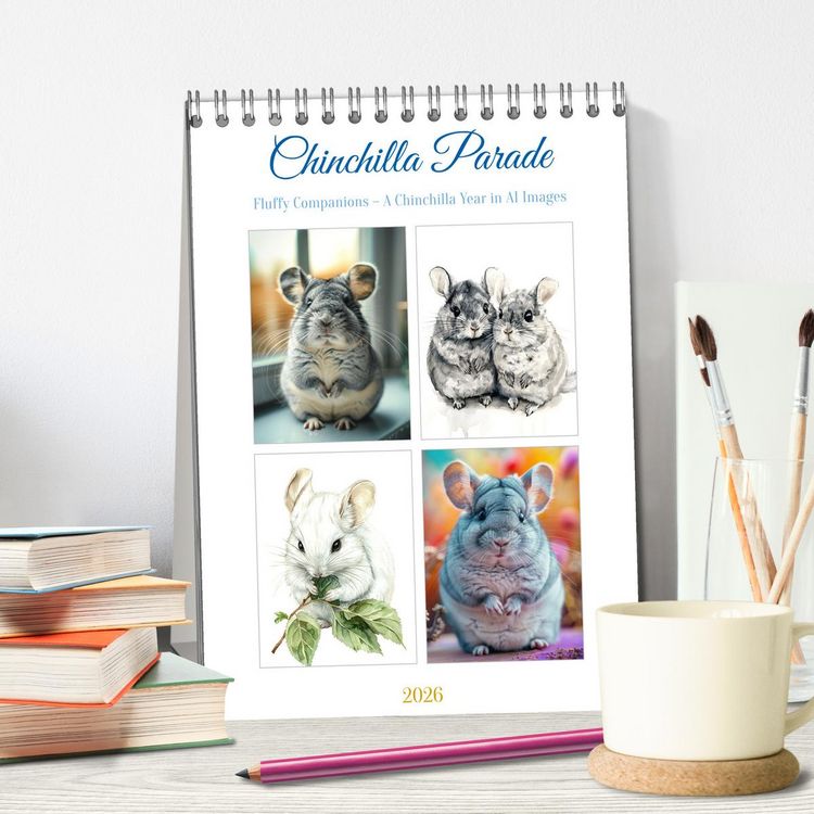 Produktbild: Chinchilla Parade (Desk Calendar 2026 DIN A5 portrait), CALVENDO 12 Month DeskCalendar