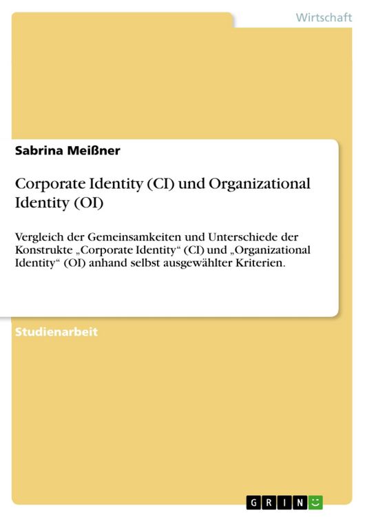 Produktbild: Corporate Identity (CI) und Organizational Identity (OI)