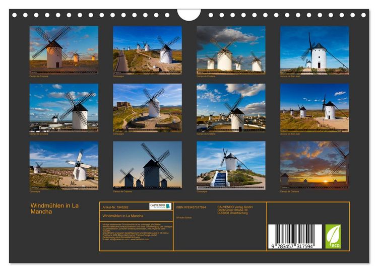 Produktbild: Windm&uuml;hlen in La Mancha (Wandkalender 2026 DIN A4 quer), CALVENDO Monatskalender