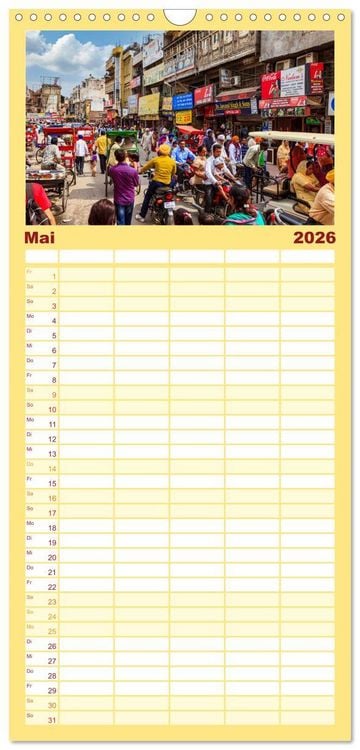 Produktbild: Familienplaner 2026 - Faszination Indien mit 5 Spalten (Wandkalender, 21 x 45 cm) CALVENDO
