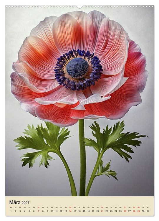 Produktbild: Solit&auml;r: Die Eleganz der Einzelbl&uuml;te (hochwertiger Premium Wandkalender 2027 DIN A2 hoch), Kunstdruck in Hochglanz