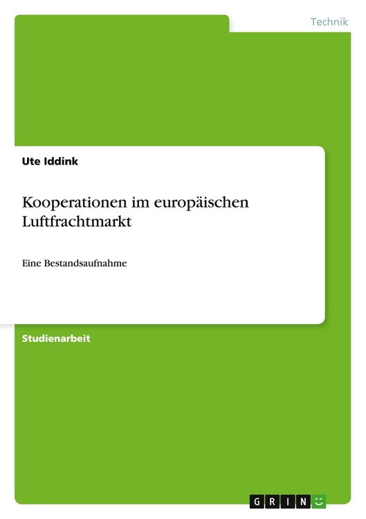 Produktbild: Kooperationen im europ&auml;ischen Luftfrachtmarkt
