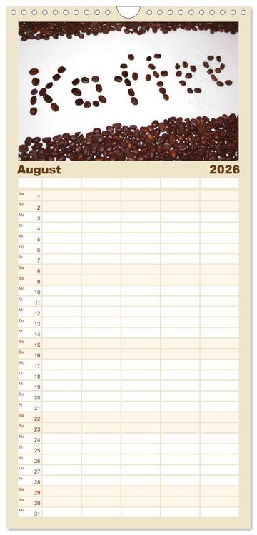 Produktbild: Familienplaner 2026 - Der Kaffee ist fertig mit 5 Spalten (Wandkalender, 21 x 45 cm) CALVENDO