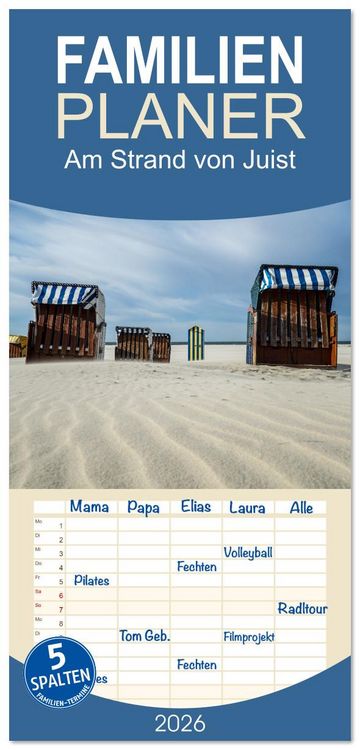 Produktbild: Familienplaner 2026 - Am Strand von Juist mit 5 Spalten (Wandkalender, 21 x 45 cm) CALVENDO